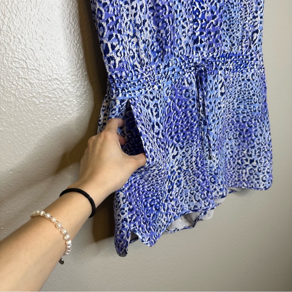 Silk Rebecca Taylor Blue and White Leopard Print Romper - Picture 5 of 8